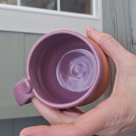 Vintage Artist Signed Redware Pottery Mug With Pink Accent - Picture 6 of 6